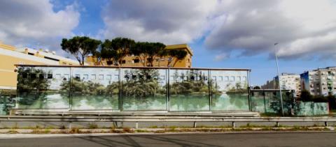 Panoramica del murale nel quartiere